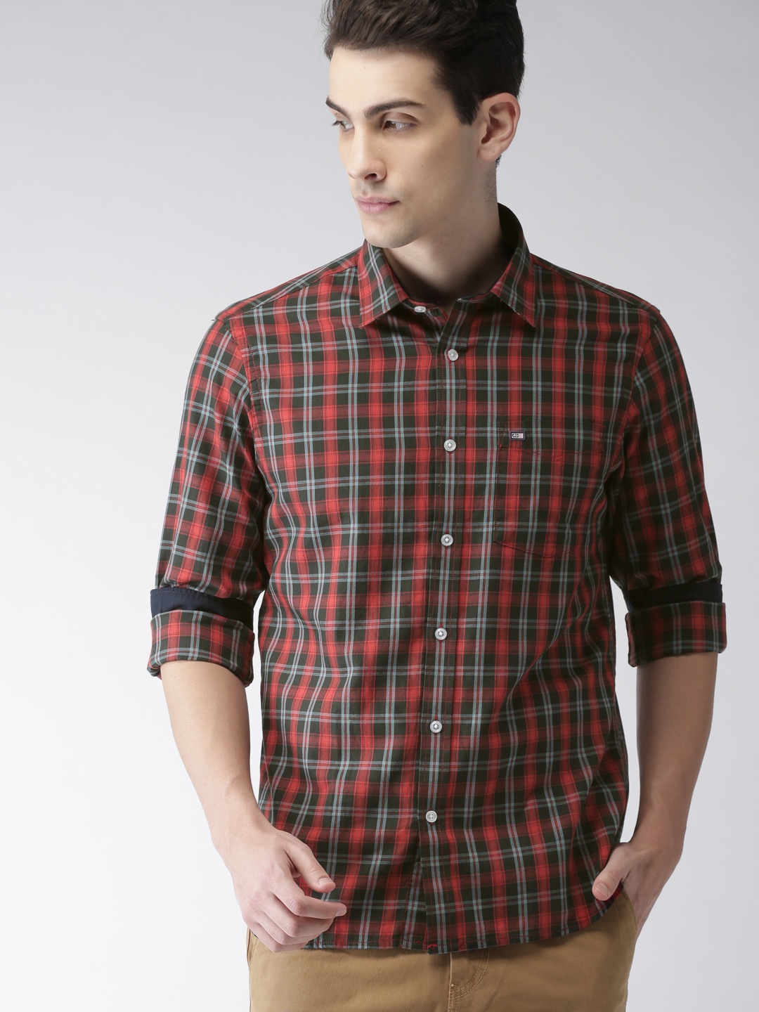 

Arrow Sport Men Red & Green Slim Fit Checked Casual Shirt