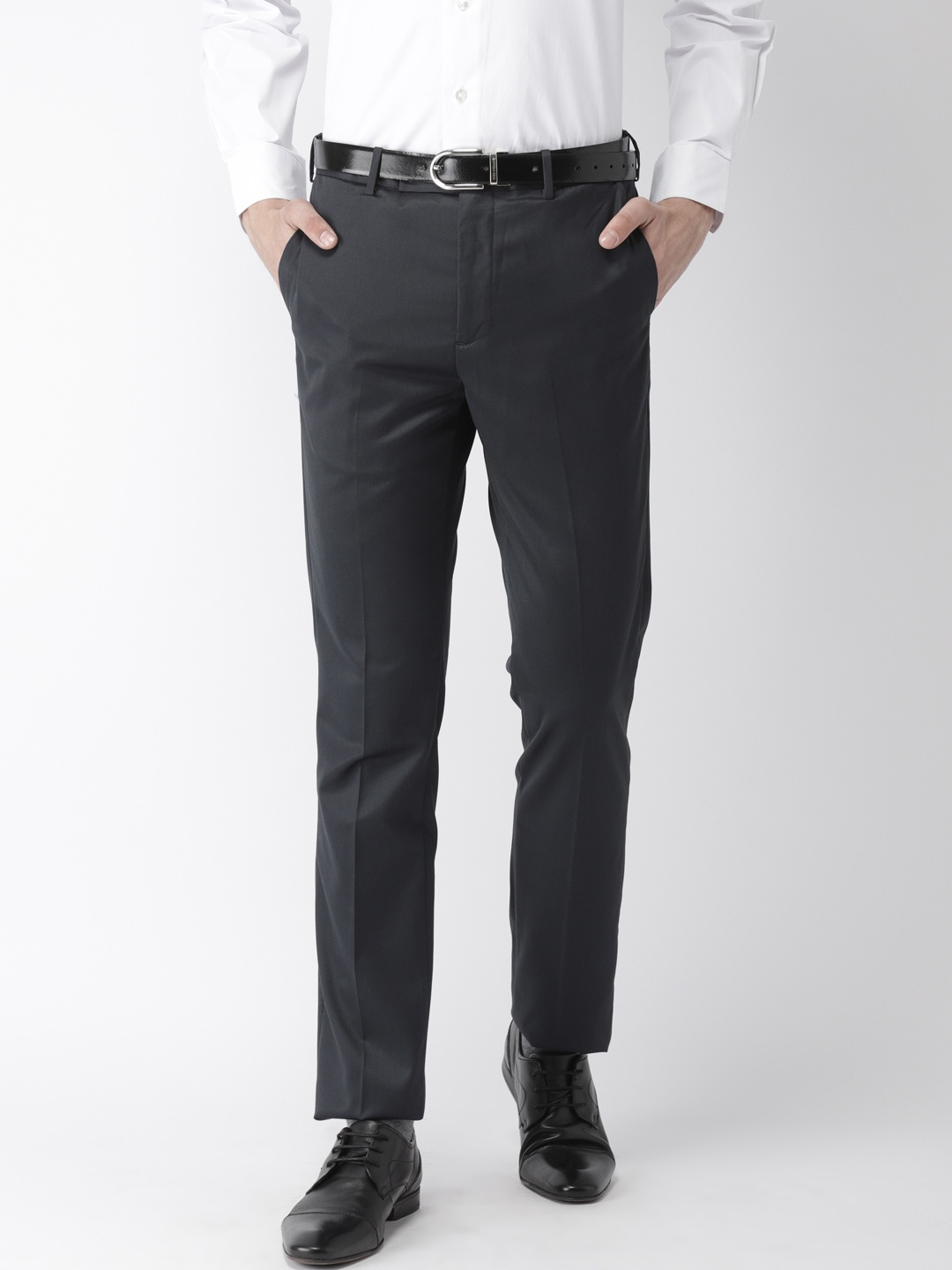 

Arrow Men Navy Blue Tapered Fit Solid Formal Trousers