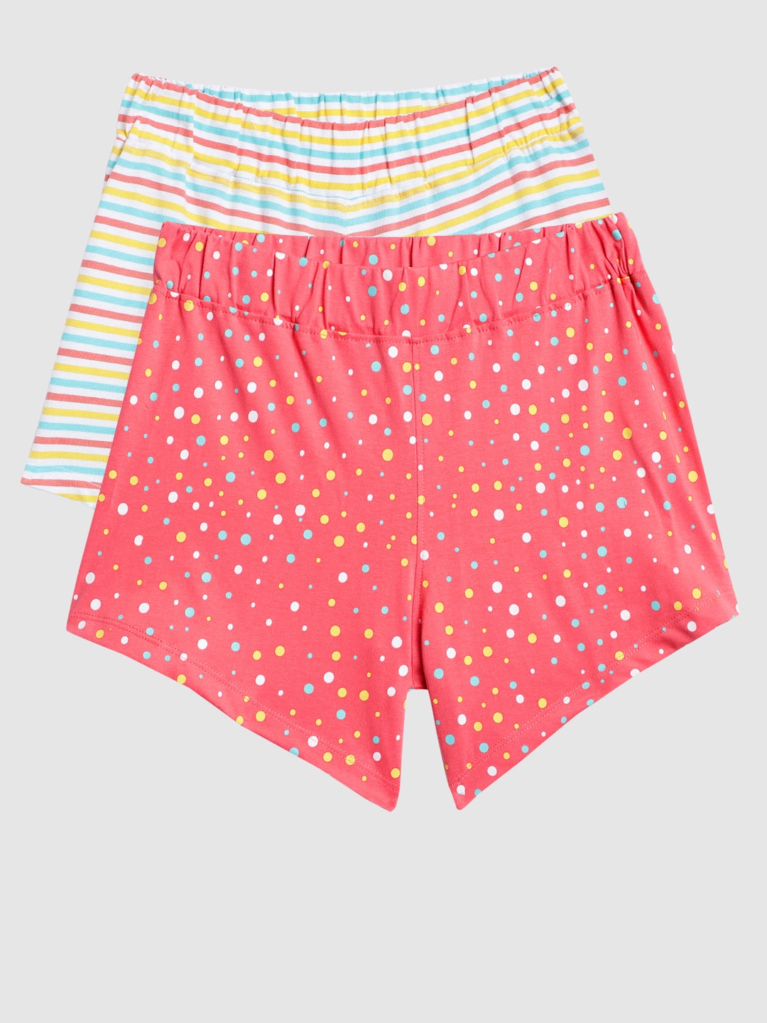 

YK Girls Pack of 2 Printed Regular Fit Shorts, Coral