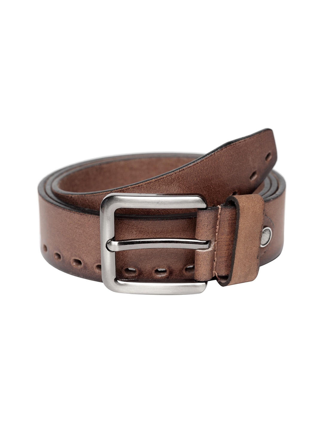 

Teakwood Leathers Men Brown Leather Belt With Cut-Outs