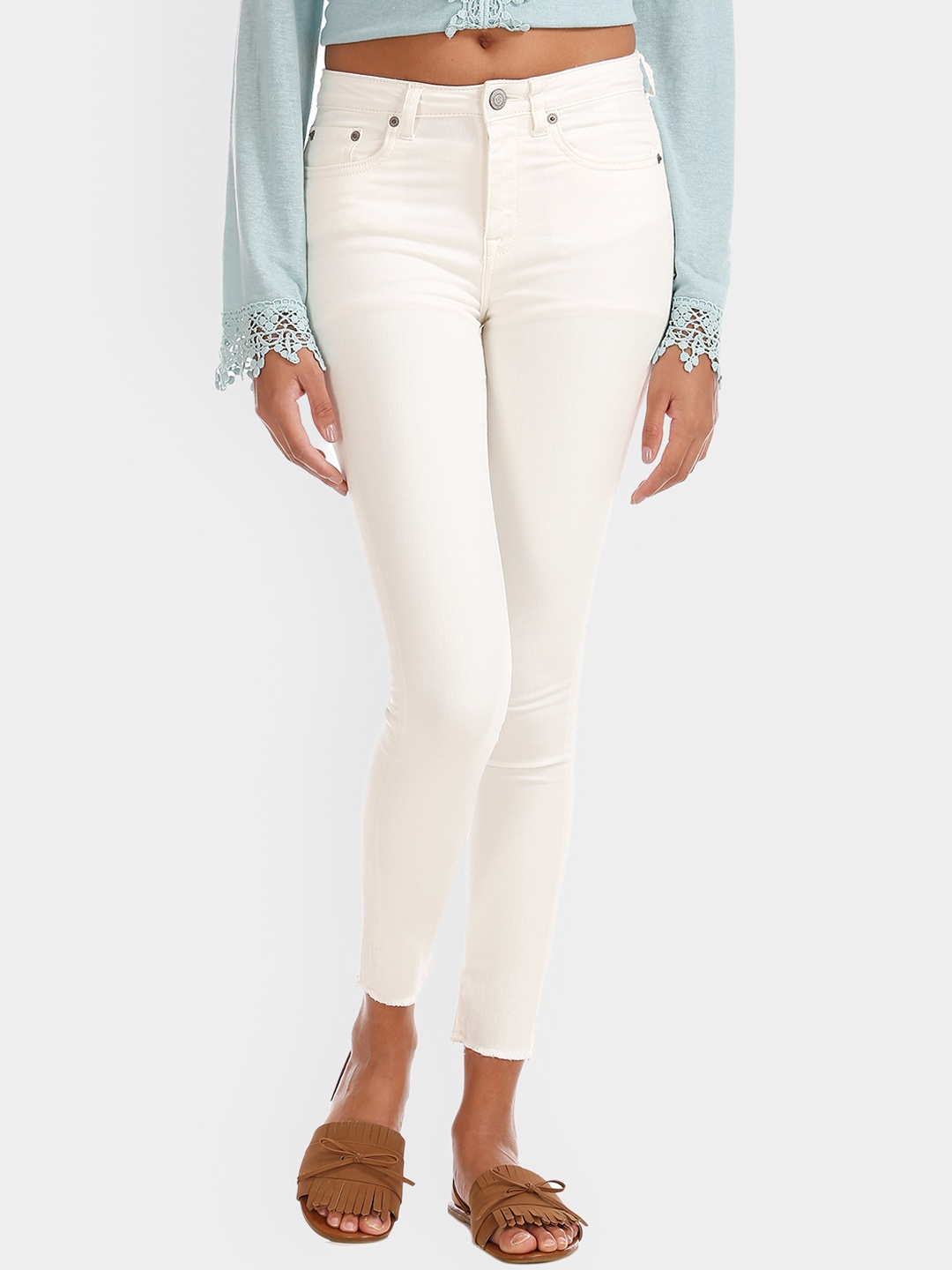 

Aeropostale Women White Skinny Fit High-Rise Clean Look Jeans