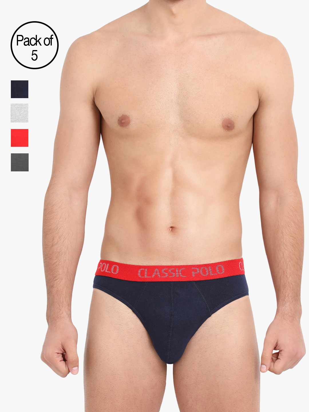 

Classic Polo Men Assorted Pack of 5 Briefs CPUR_Combo_L, Multi