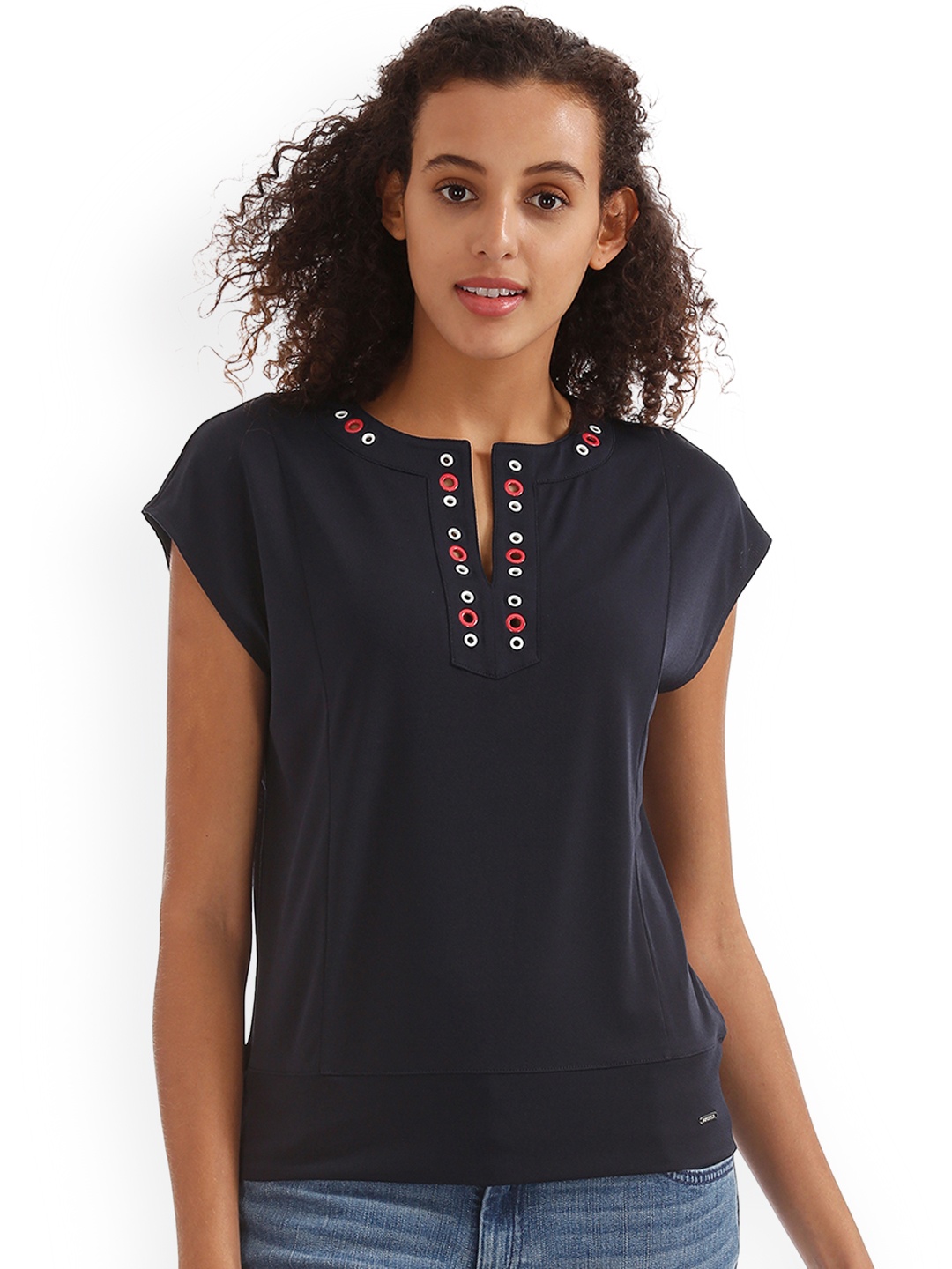 

Nautica Women Blue Solid Top