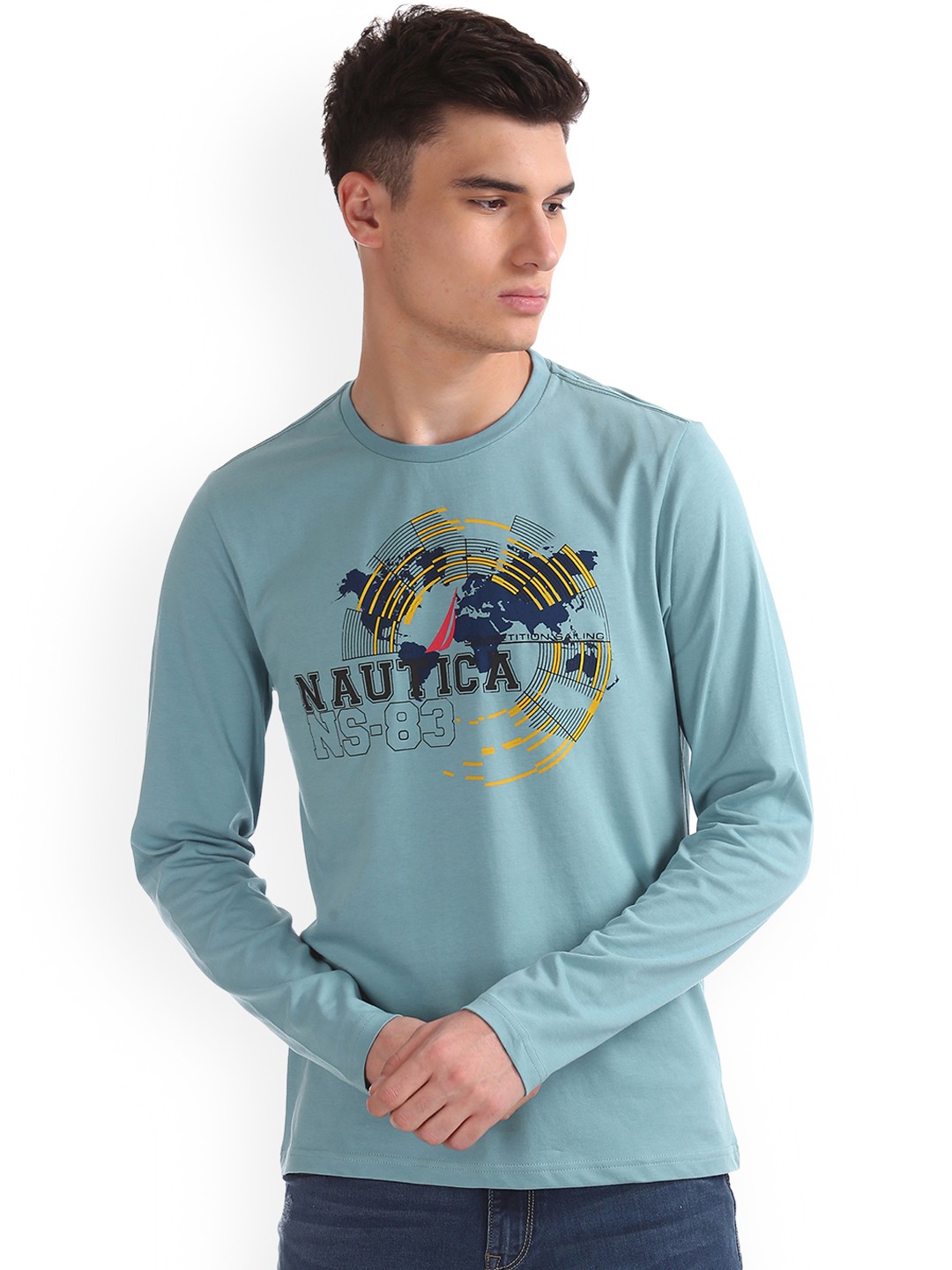 

Nautica Men Blue Printed Round Neck T-shirt