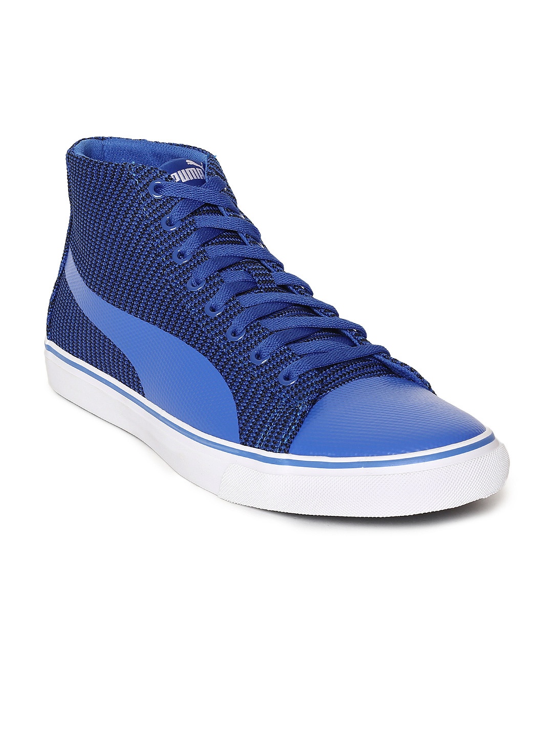 

Puma Men Blue Textile Mid-Top Rap Mid Knit v2 Sneakers