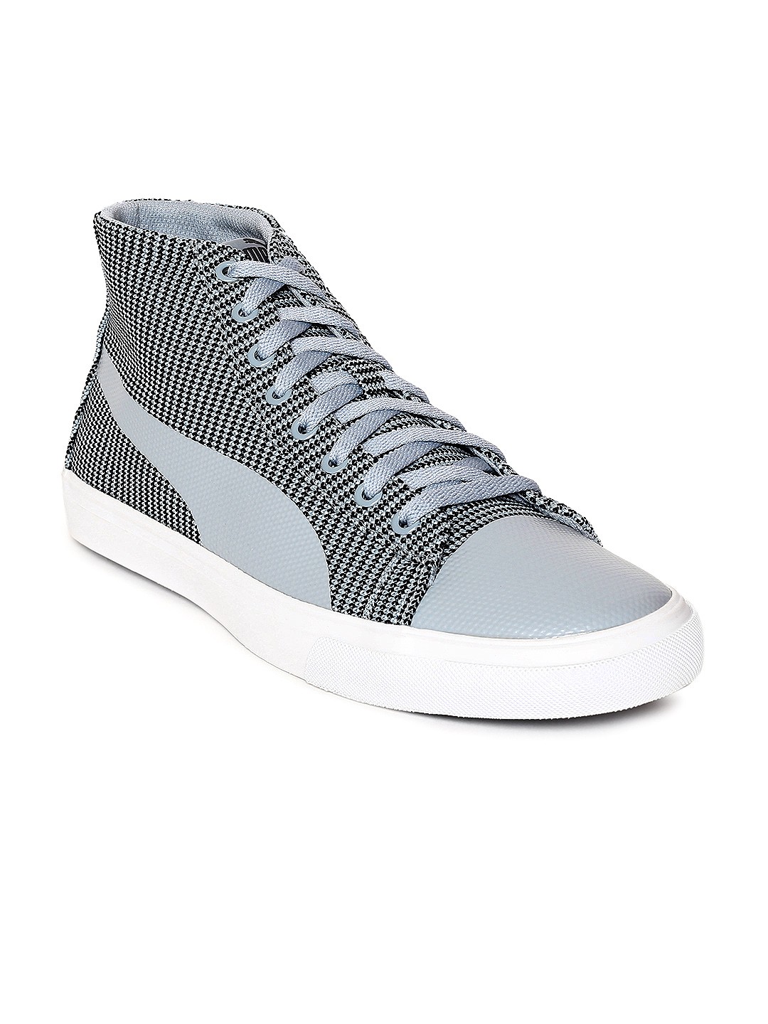 

Puma Men Grey Rap Mid Knit v2 Mid-Top Sneakers