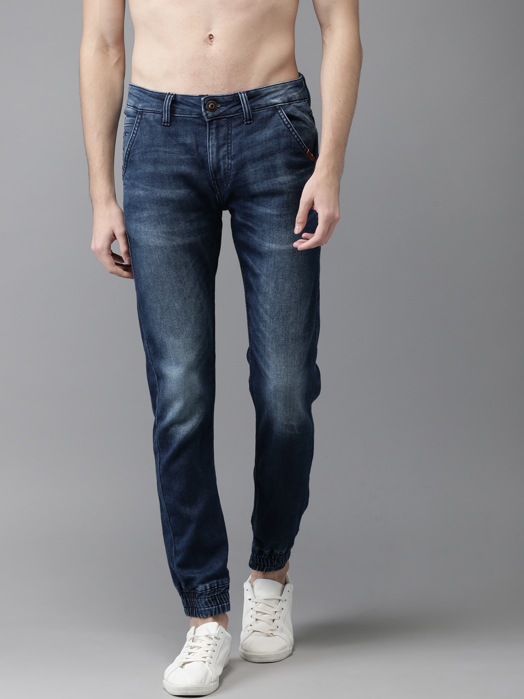 

Flying Machine Men Blue Jogger Mid-Rise Clean Look Stretchable Jeans