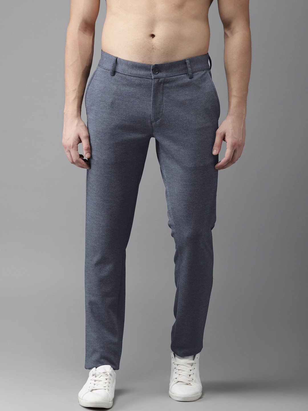 

Flying Machine Men Blue Slim Fit Self Design Regular Trousers