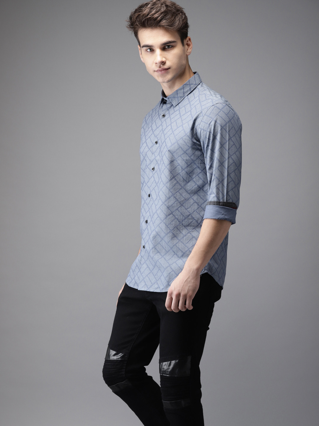 

Flying Machine Men Blue Regular Fit Printed Casual Shirt
