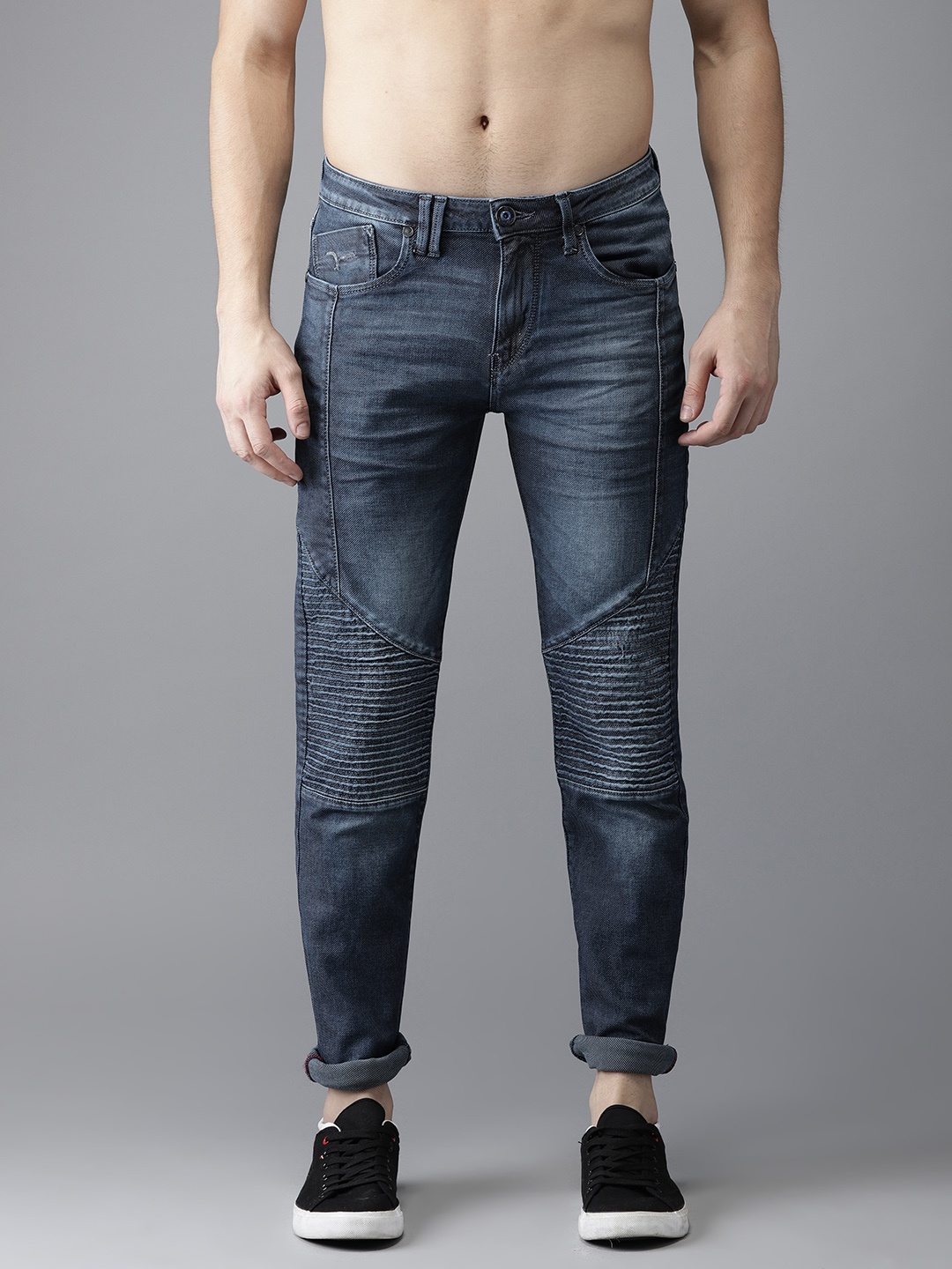 

Flying Machine Men Blue Biker Slim Tapered Fit Mid-Rise Clean Look Stretchable Jeans