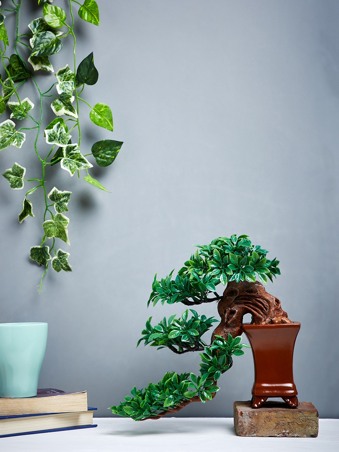

Oddcraft Green & Brown Artificial Flowing Bonsai Tree with Pot