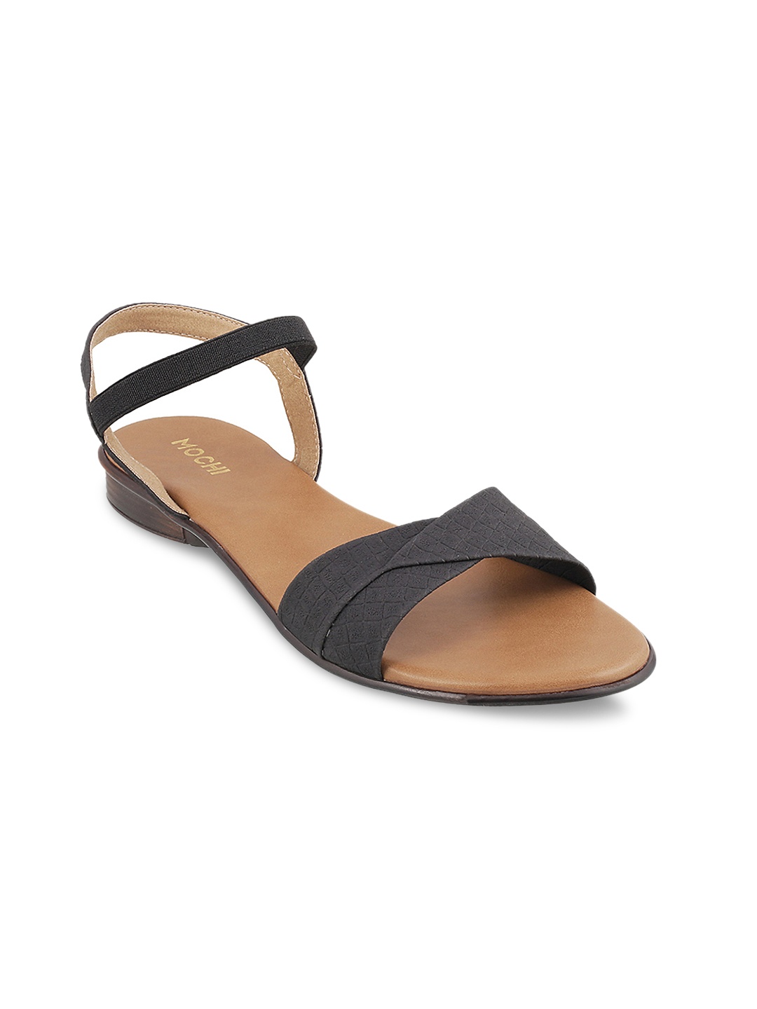 

Mochi Women Black Solid Synthetic Open Toe Flats