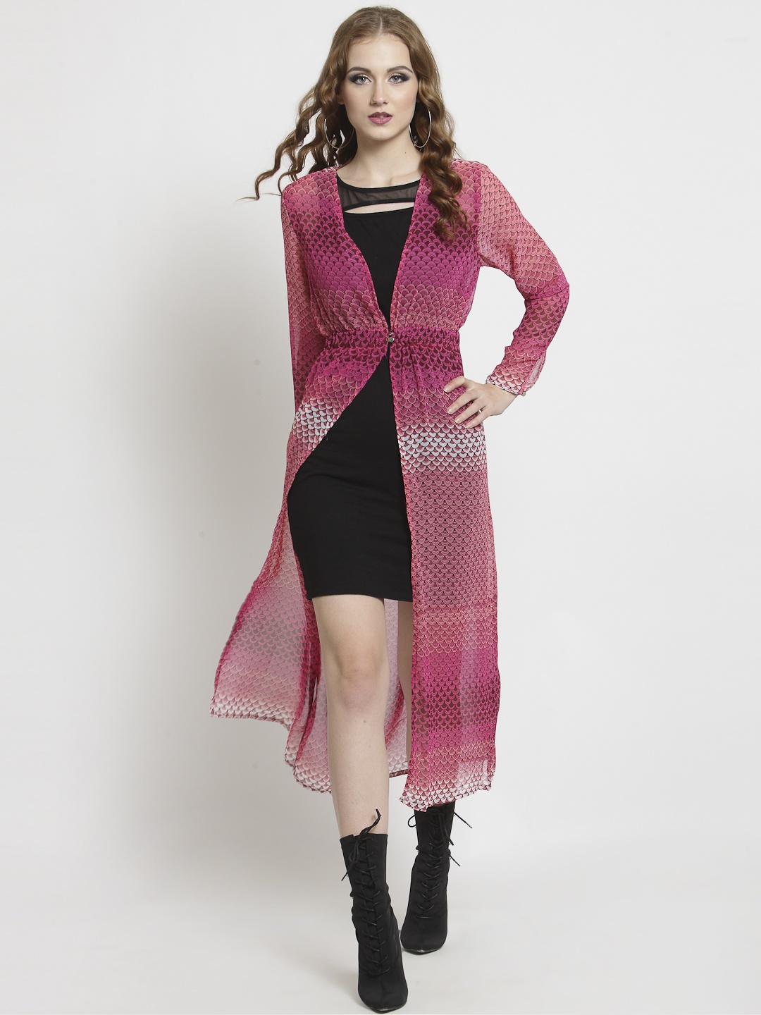 

Sera Pink & White Printed Shrug