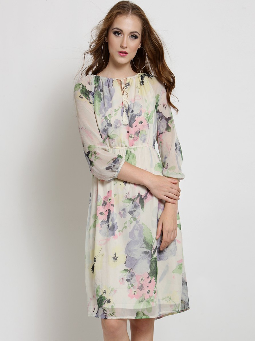 

Sera Women Off-White Printed Fit and Flare Dress