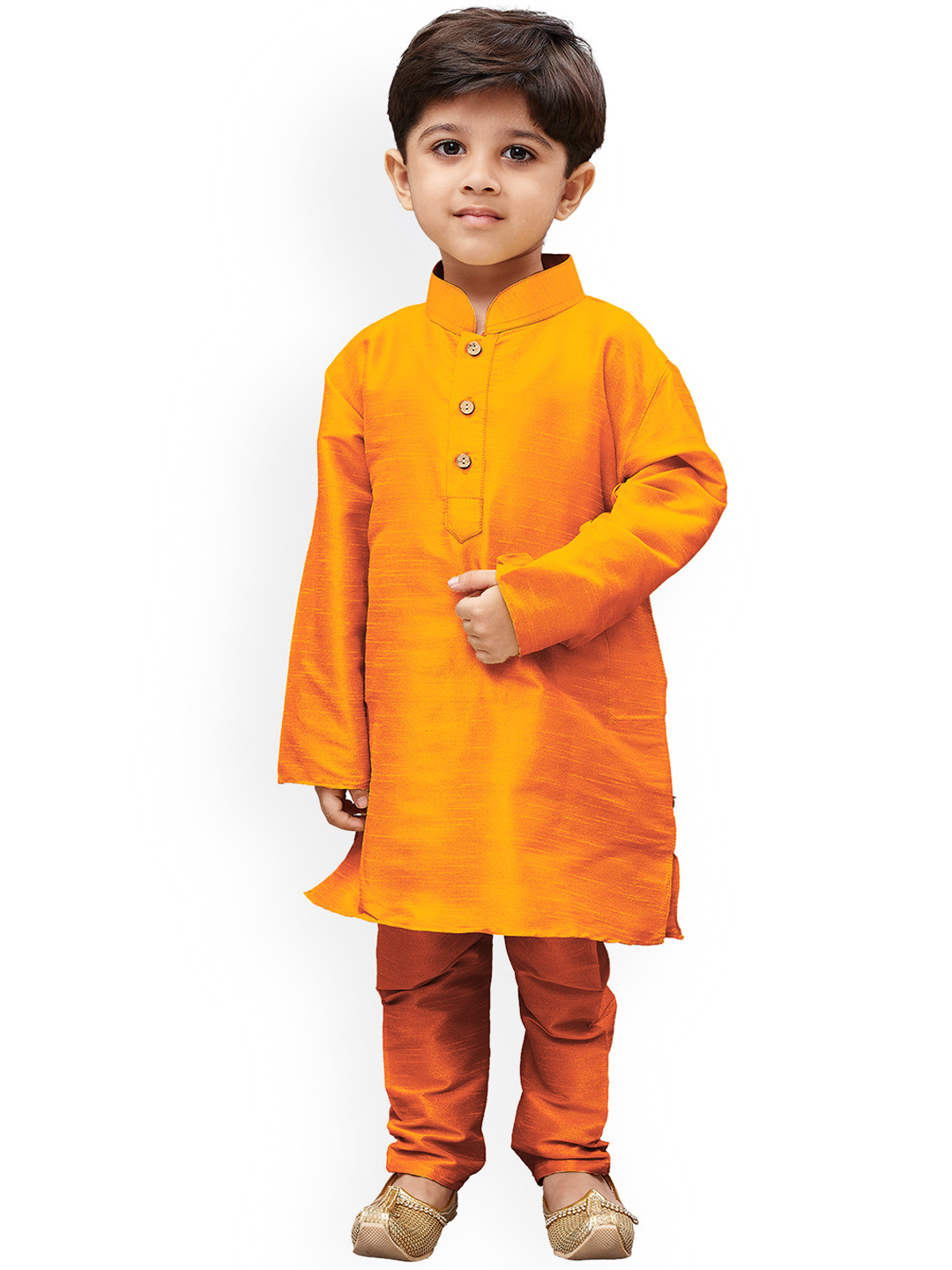 

JBN Creation Boys Orange Solid Kurta with Churidar