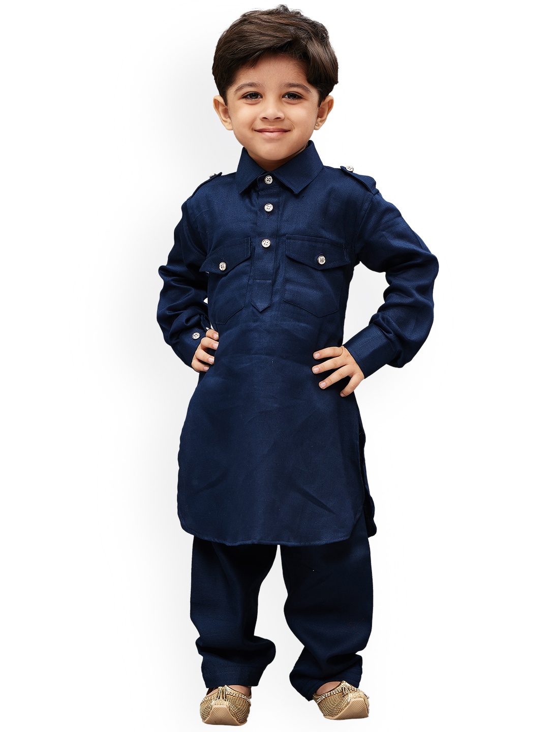 

JBN Creation Boys Navy Blue Solid Kurta with Pyjamas