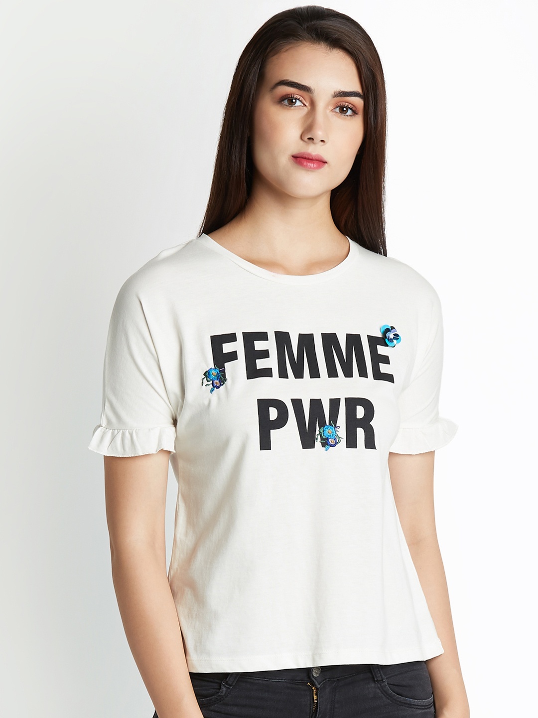 

Honey by Pantaloons Women Off-White Printed Top