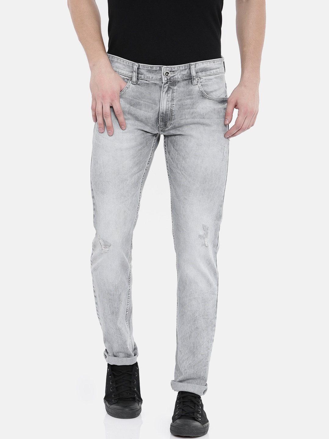 

Pepe Jeans Men Grey Vapour Slim Fit Low-Rise Low Distress Stretchable Jeans