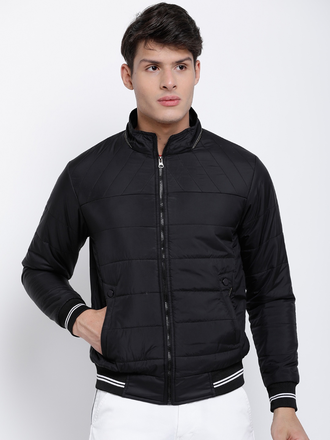 

LOCOMOTIVE Men Black Solid Puffer Jacket