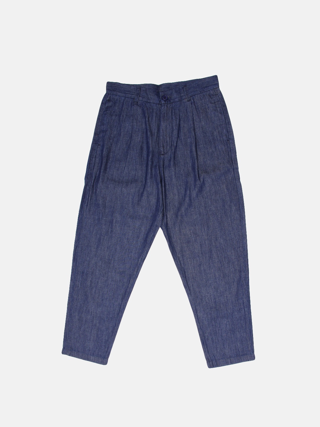 

United Colors of Benetton Men Blue Regular Fit Solid Regular Trousers, Navy blue