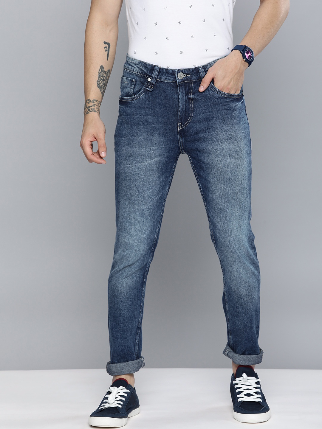 

Mast & Harbour Men Blue Skinny Fit Mid-Rise Clean Look Stretchable Jeans