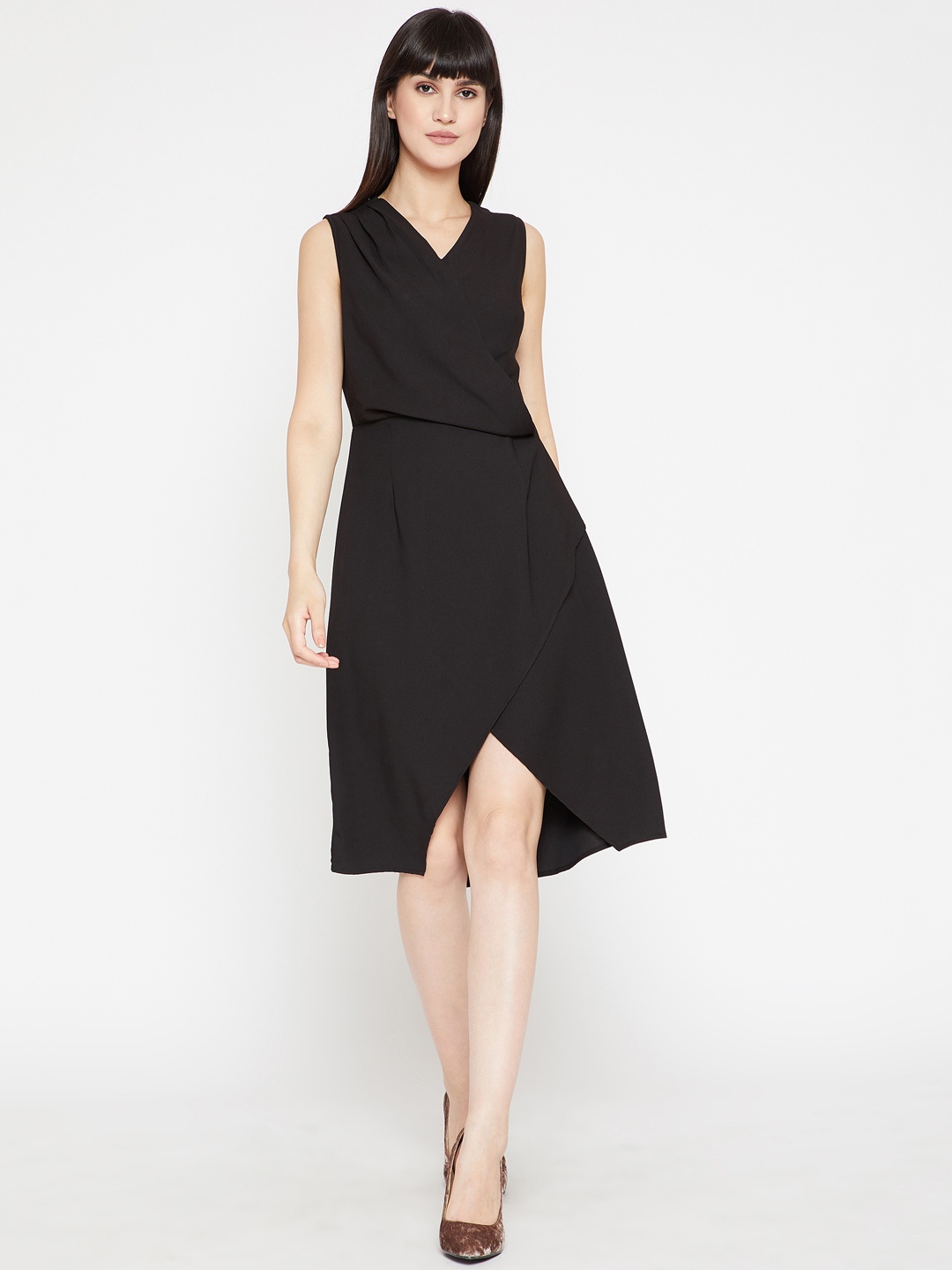 

Marie Claire Women Black Solid Wrap Dress
