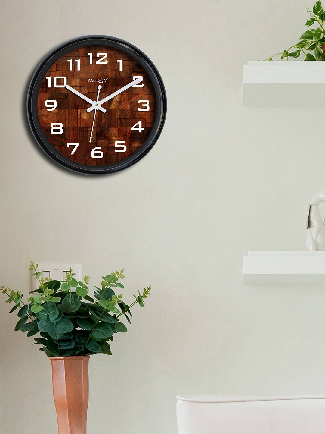 

RANDOM Brown & Black Round Printed Analogue Wall Clock