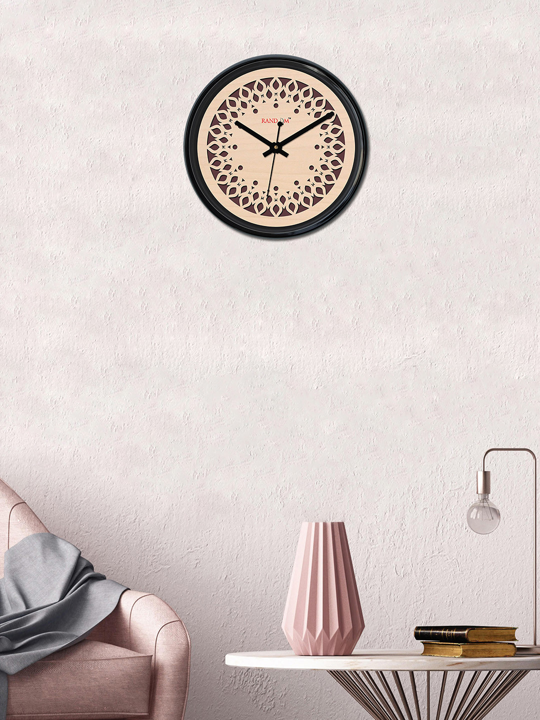 

RANDOM Beige Round Textured Analogue Wall Clock