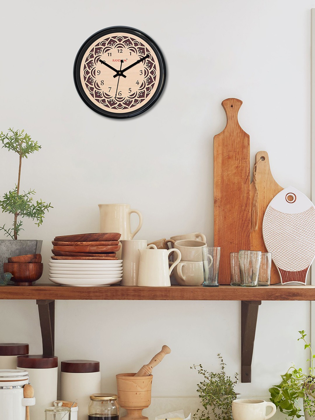 

RANDOM Beige Round Printed Analogue Wall Clock