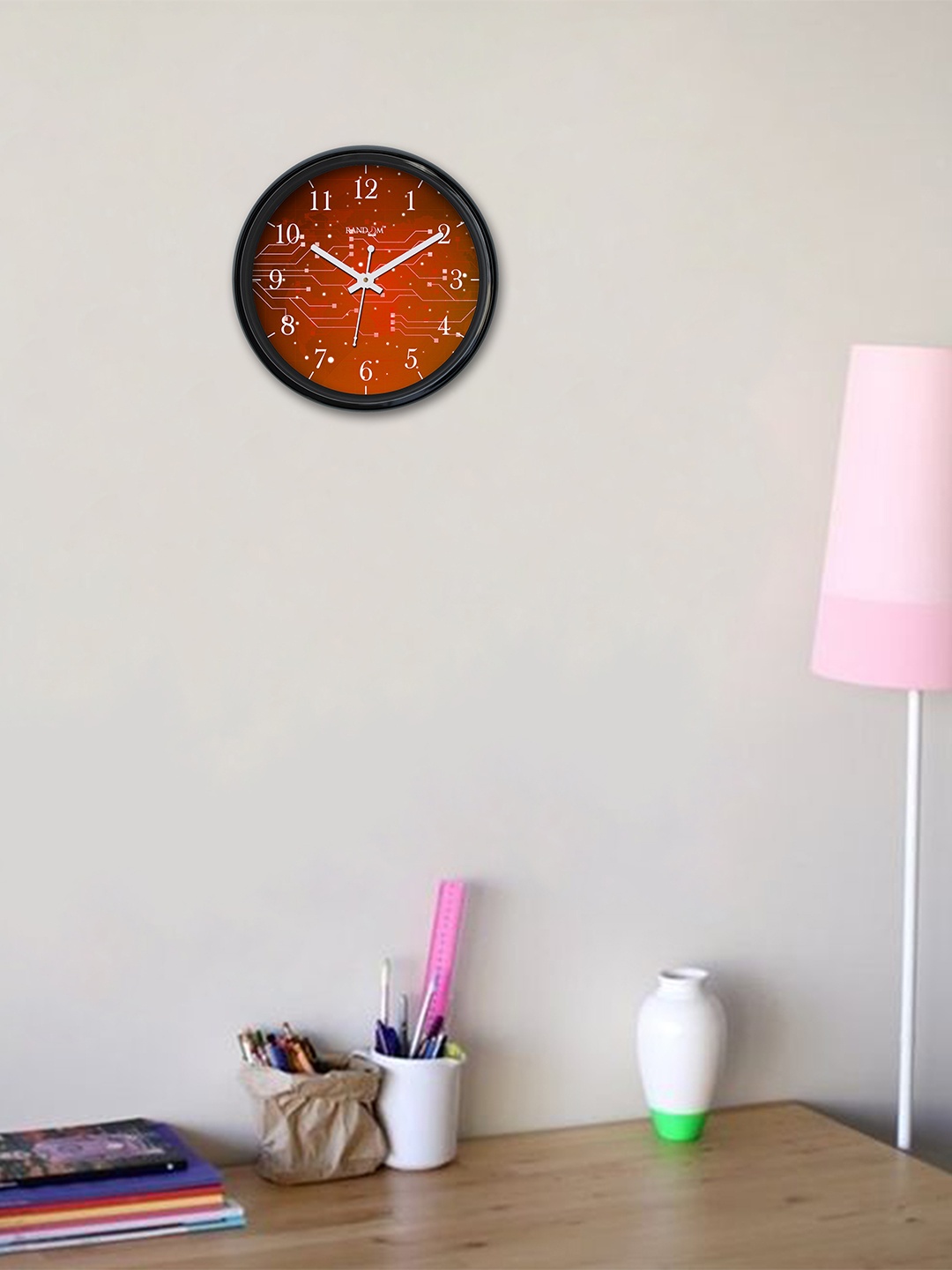 

RANDOM Orange & Black Round Printed Analogue Wall Clock