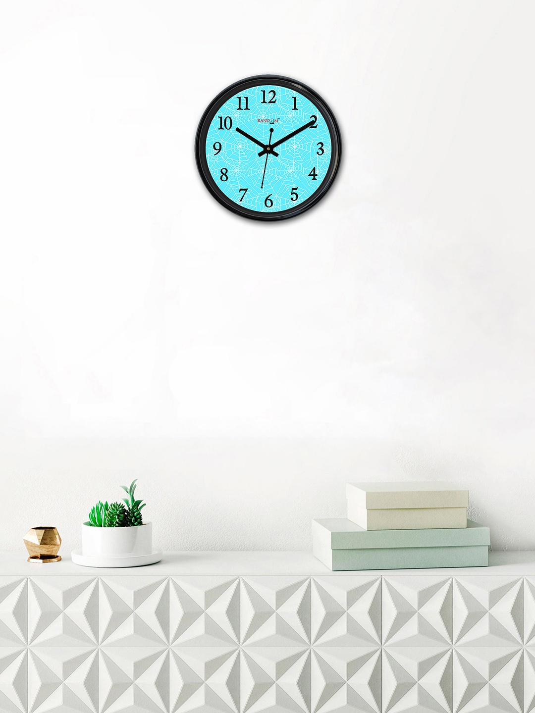 

RANDOM Turquoise Blue & Black Round Printed Analogue Wall Clock