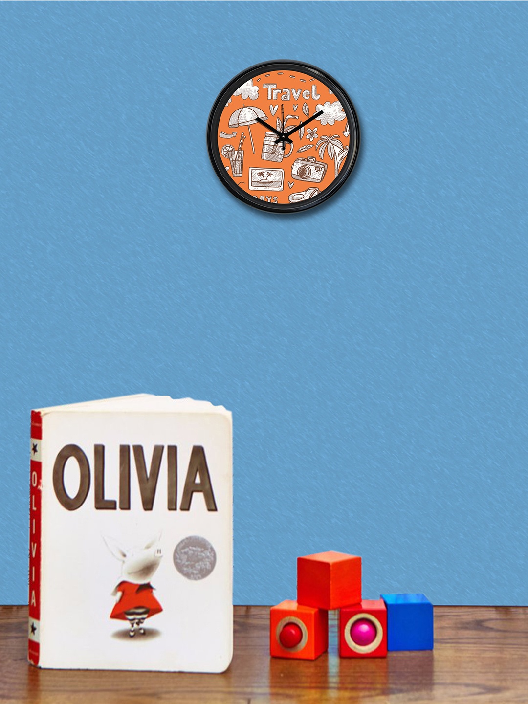 

RANDOM Orange & Black Round Printed Analogue Wall Clock