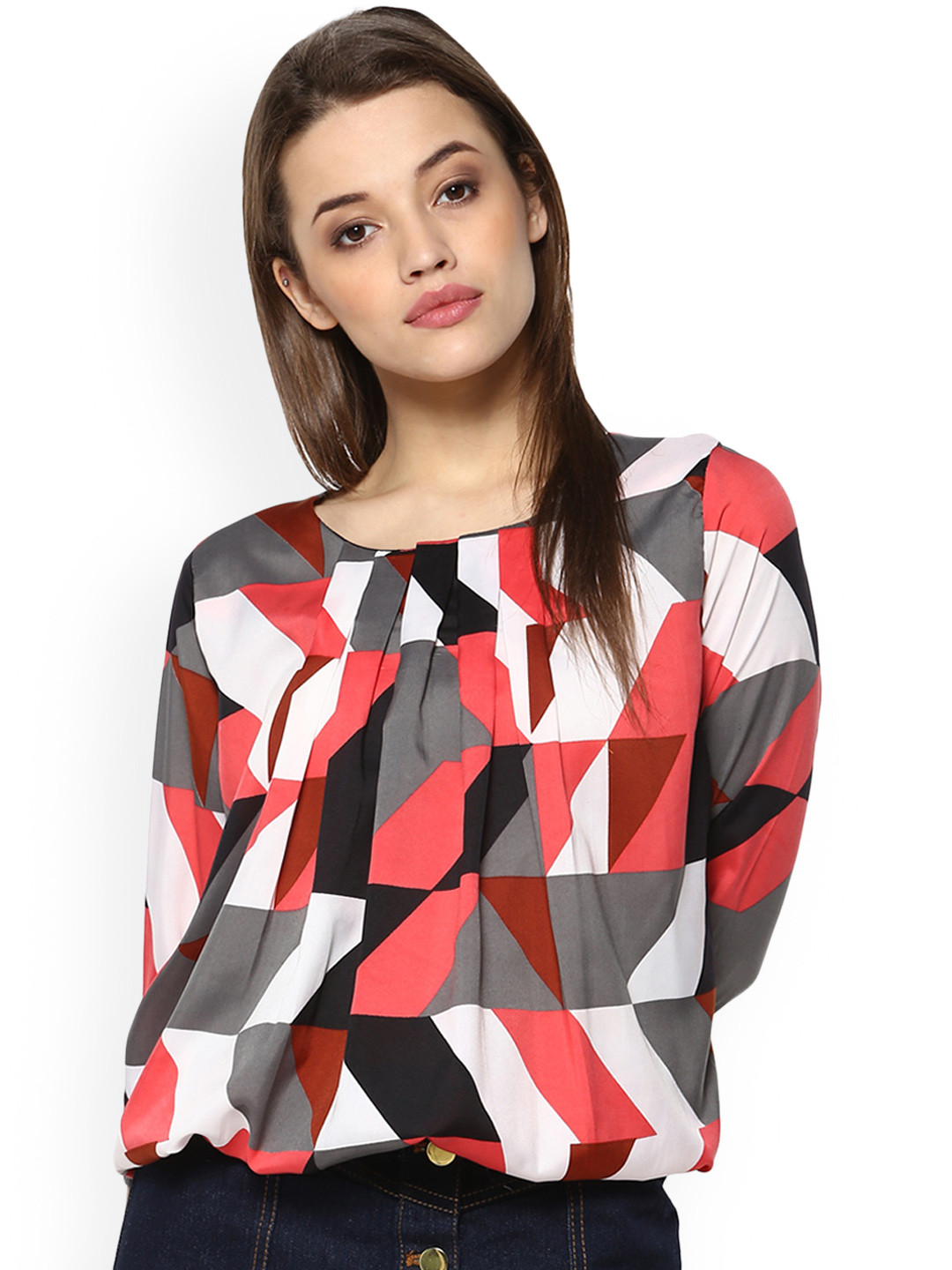 

Mayra Women Blue Printed Blouson Top
