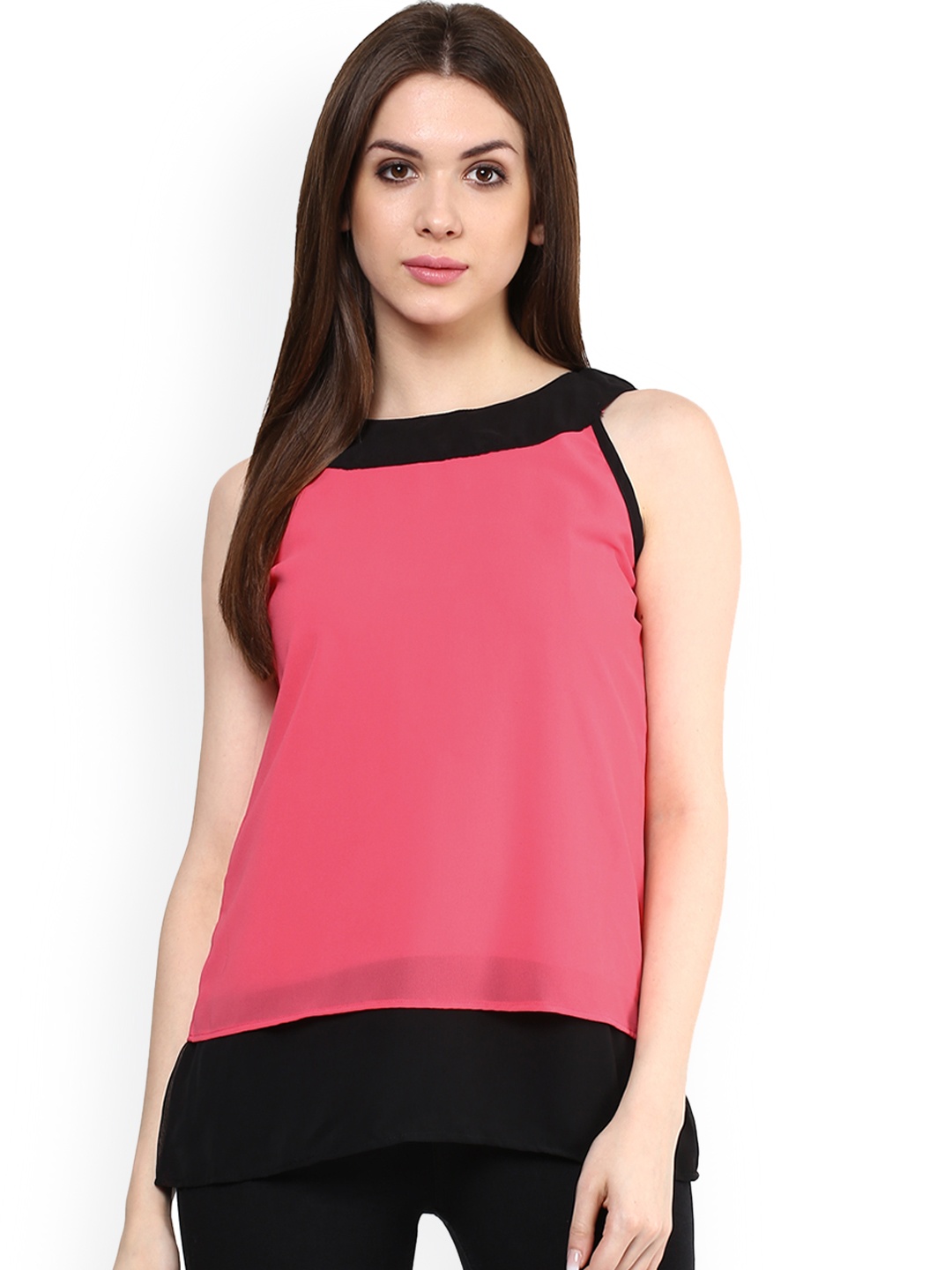 

Mayra Women Pink Colourblocked A-Line Top