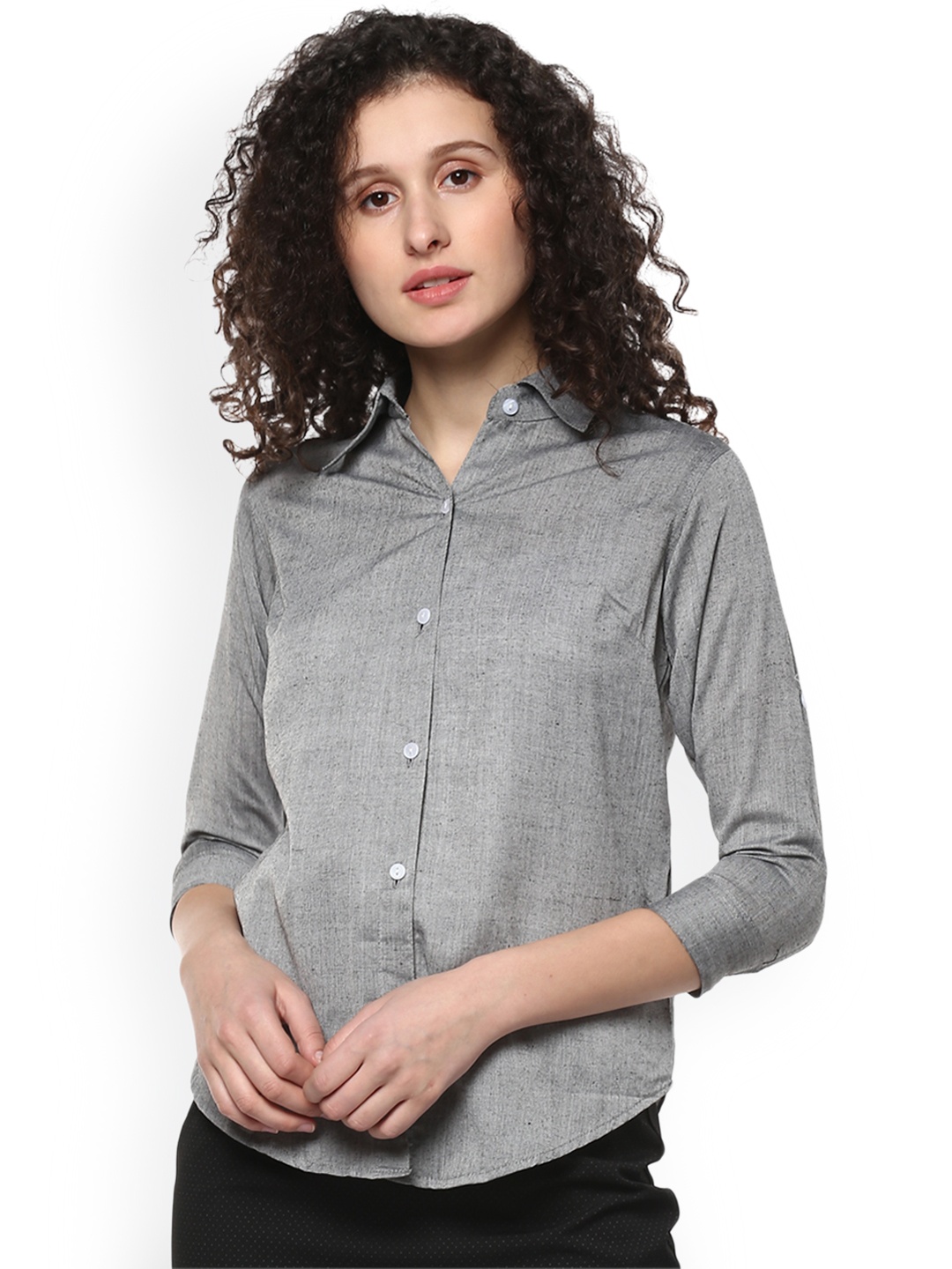 

Mayra Women Grey Regular Fit Self Design Casual Shirt
