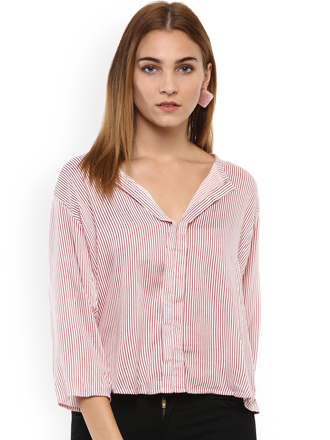 

Mayra Pink Striped High-Low Top