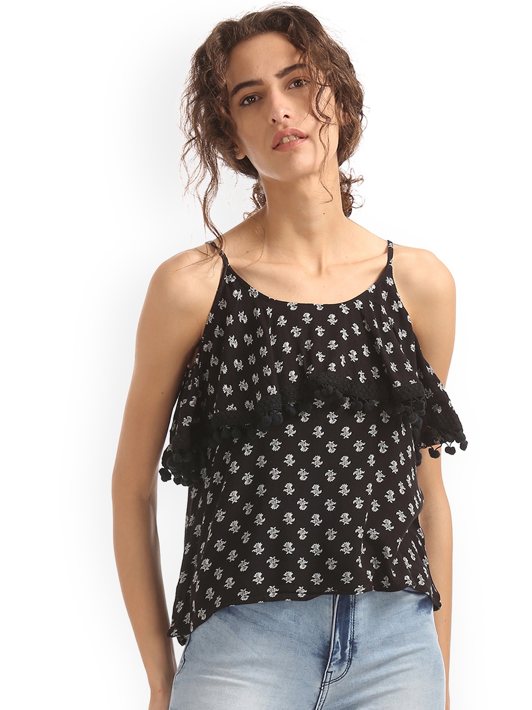 

Aeropostale Women Black Printed Top
