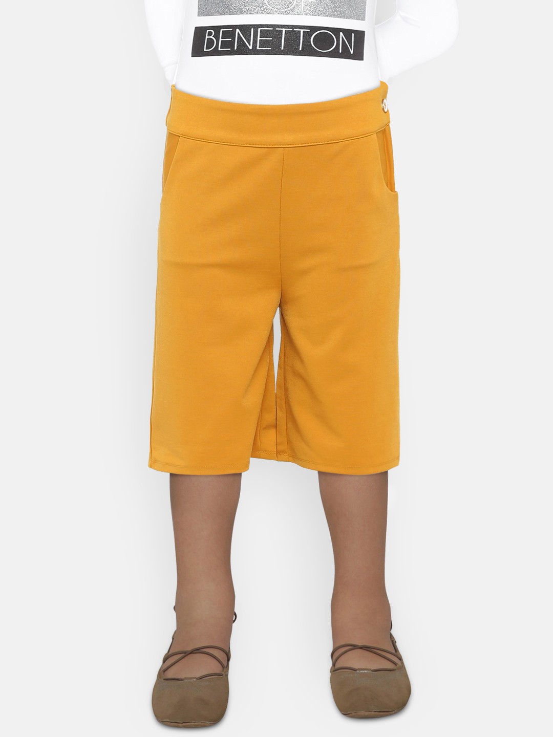 

Peppermint Girls Mustard Regular Fit Solid Culottes