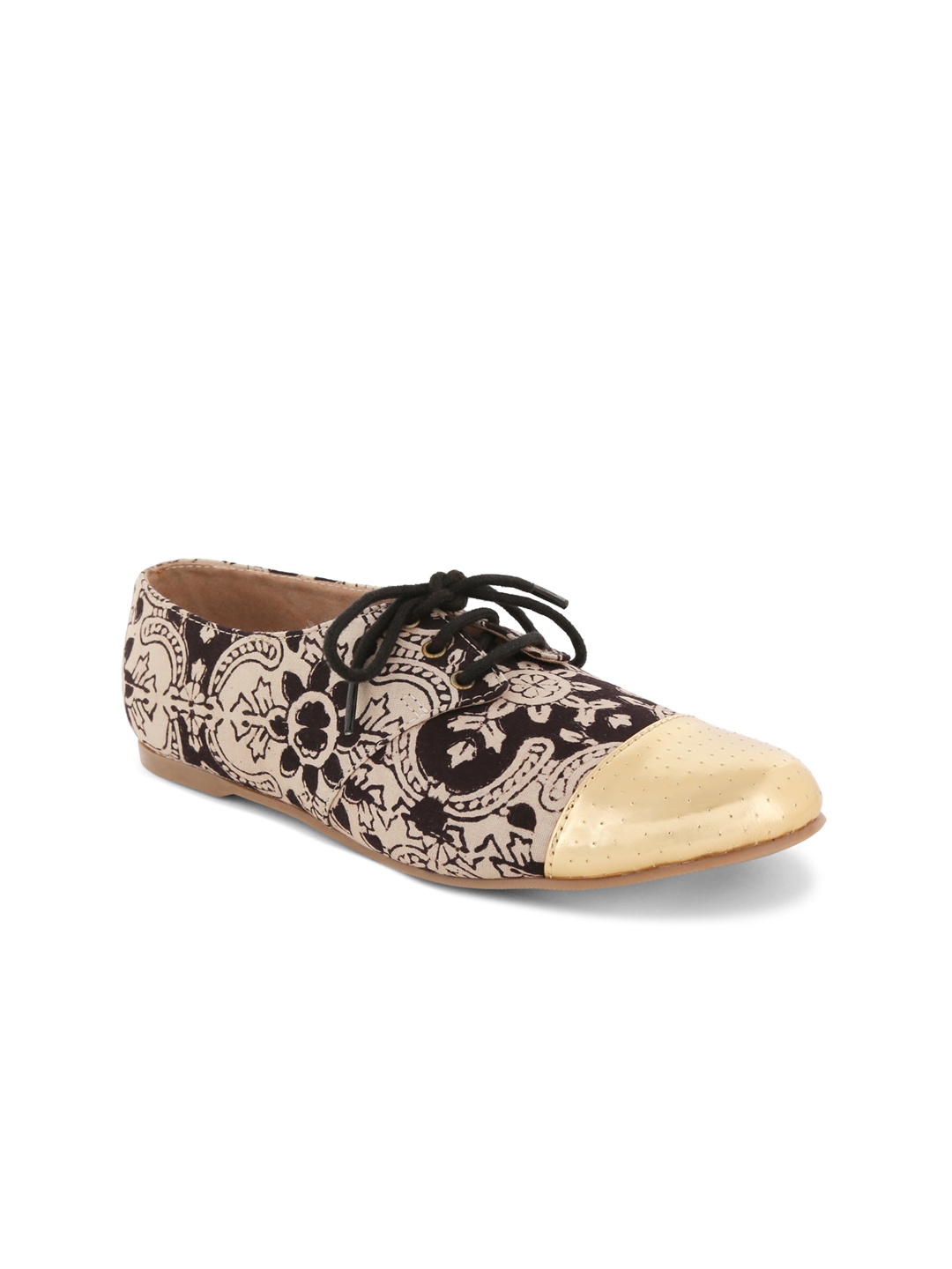 

Kanvas Women Beige & Black Printed Derbys