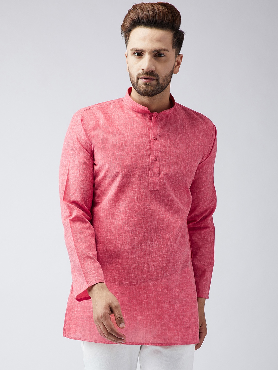 

SOJANYA Men Red Solid Straight Kurta