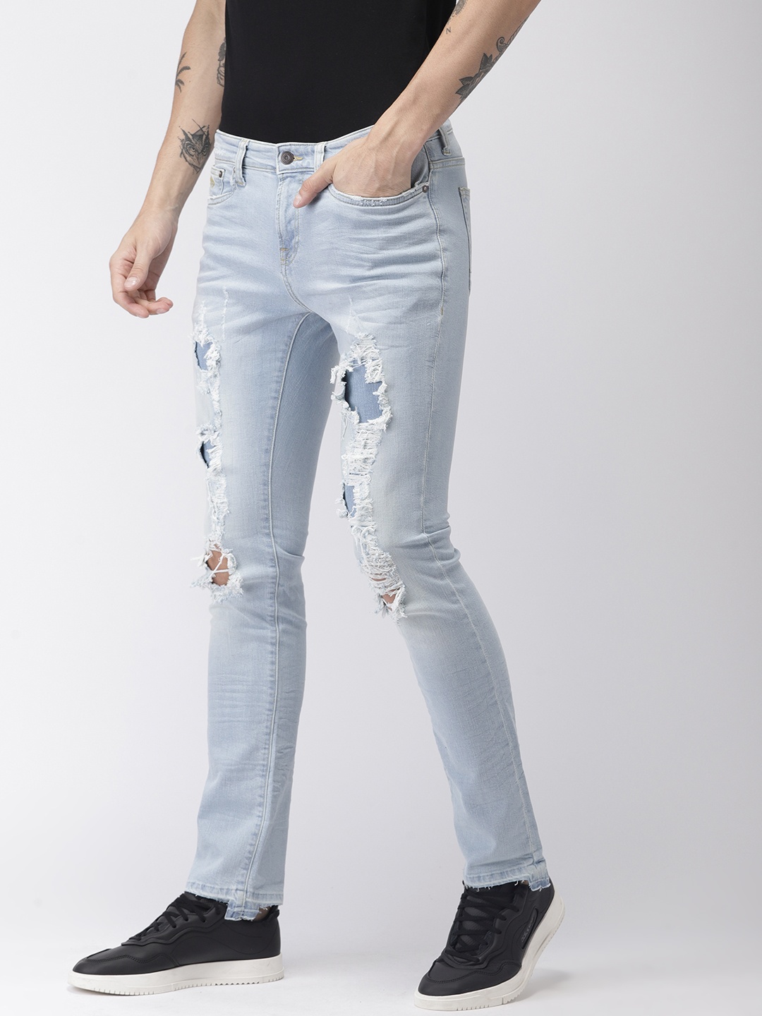 

Aeropostale Men Blue Skinny Fit Mid-Rise Highly Distressed Stretchable Jeans