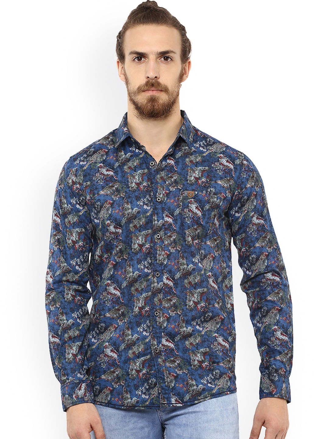 

Mufti Men Blue Slim Fit Printed Casual Shirt