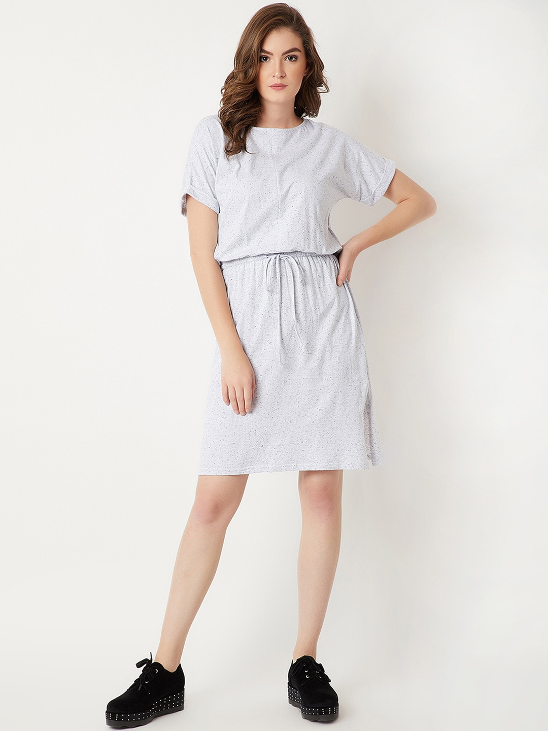 

Miss Chase Women Grey Self Design Blouson Dress