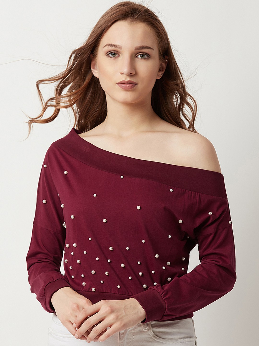 

Miss Chase Women Maroon Solid Sweatshirt