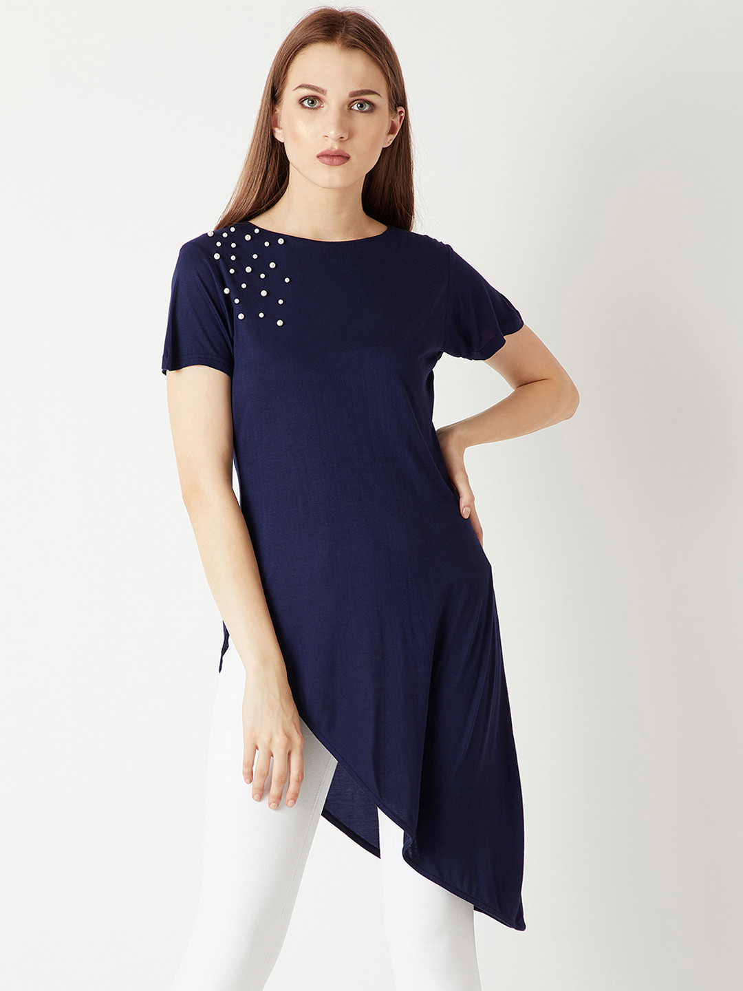 

Miss Chase Women Navy Blue Embellished Top