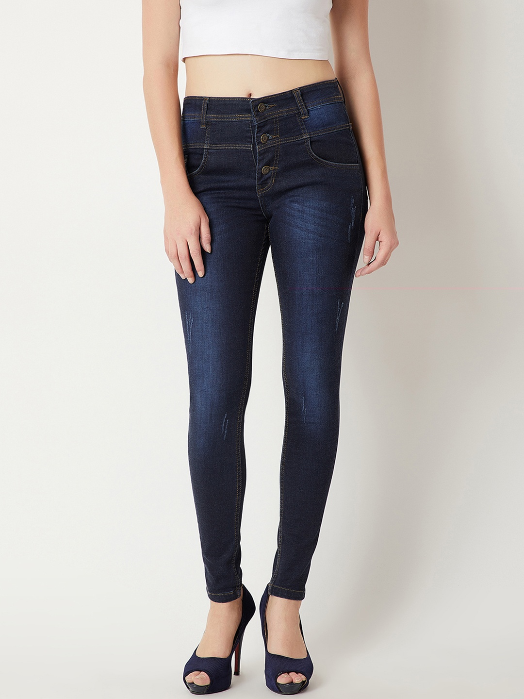 

Miss Chase Women Navy Blue Skinny Fit High-Rise Clean Look Jeans