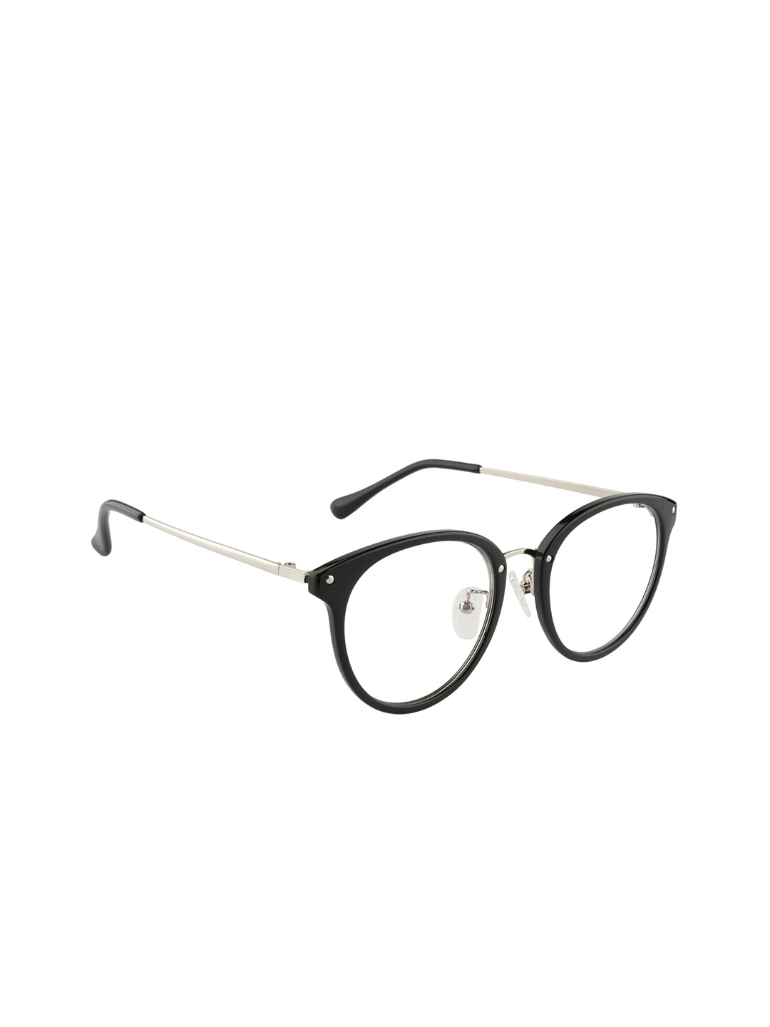 

Clark N Palmer Unisex Black & Silver-Toned Solid Full Rim Oval Frames CNP-S22103-C6