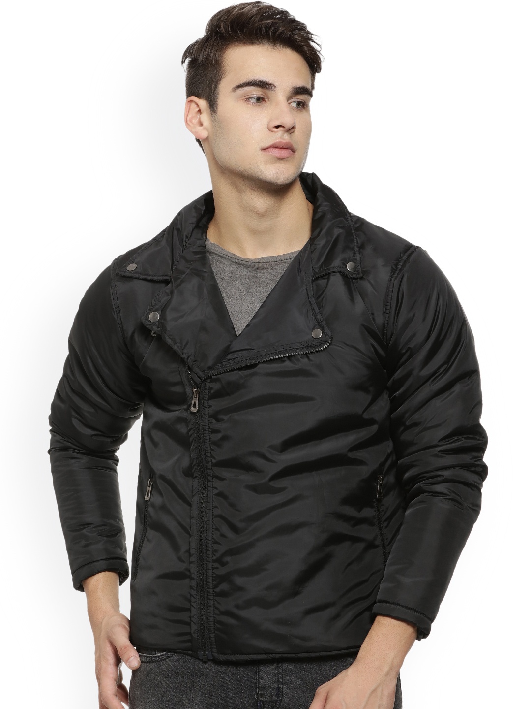 

Campus Sutra Men Black Solid Puffer Jacket