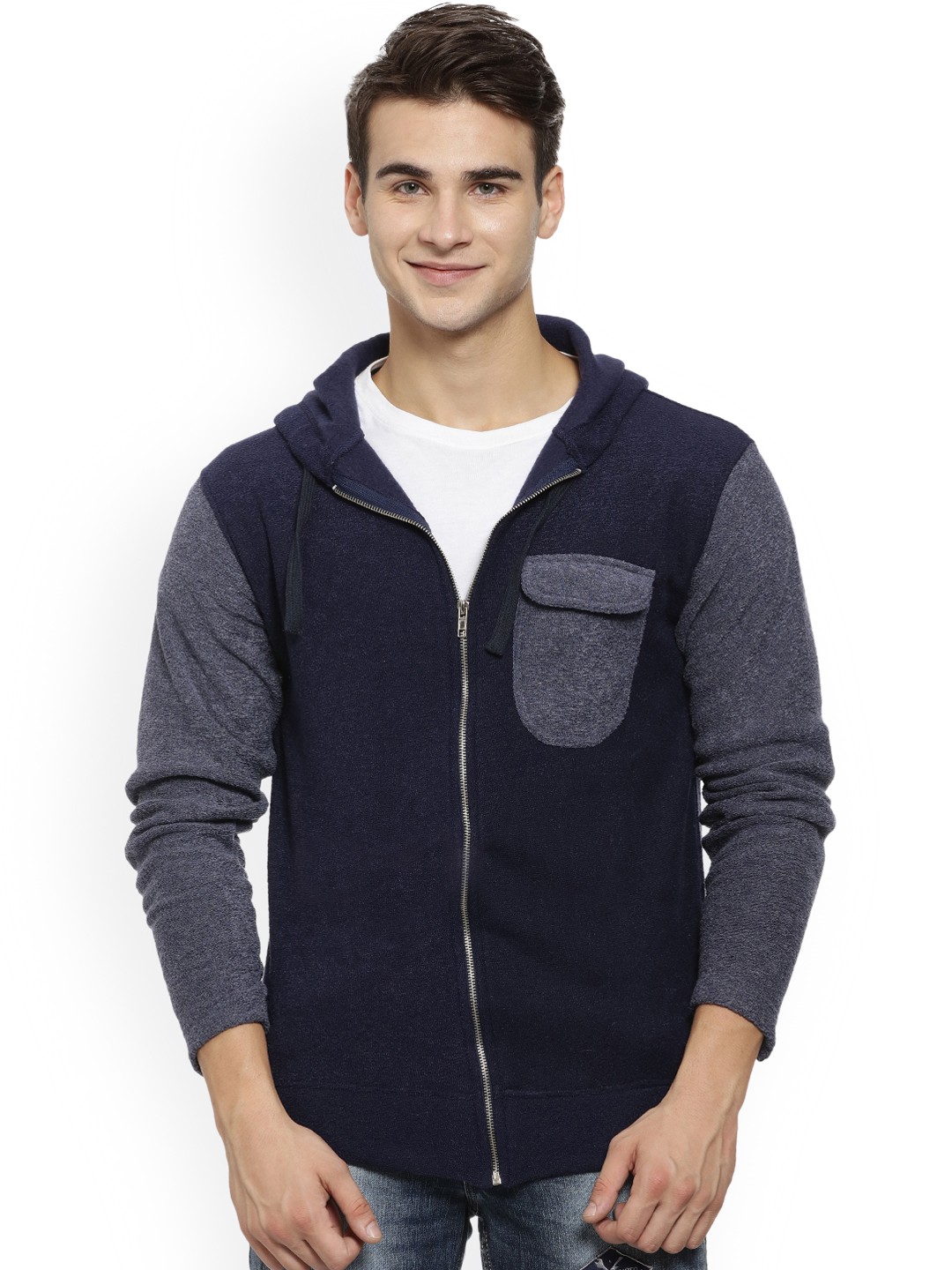 

Campus Sutra Men Blue Colourblocked Bomber