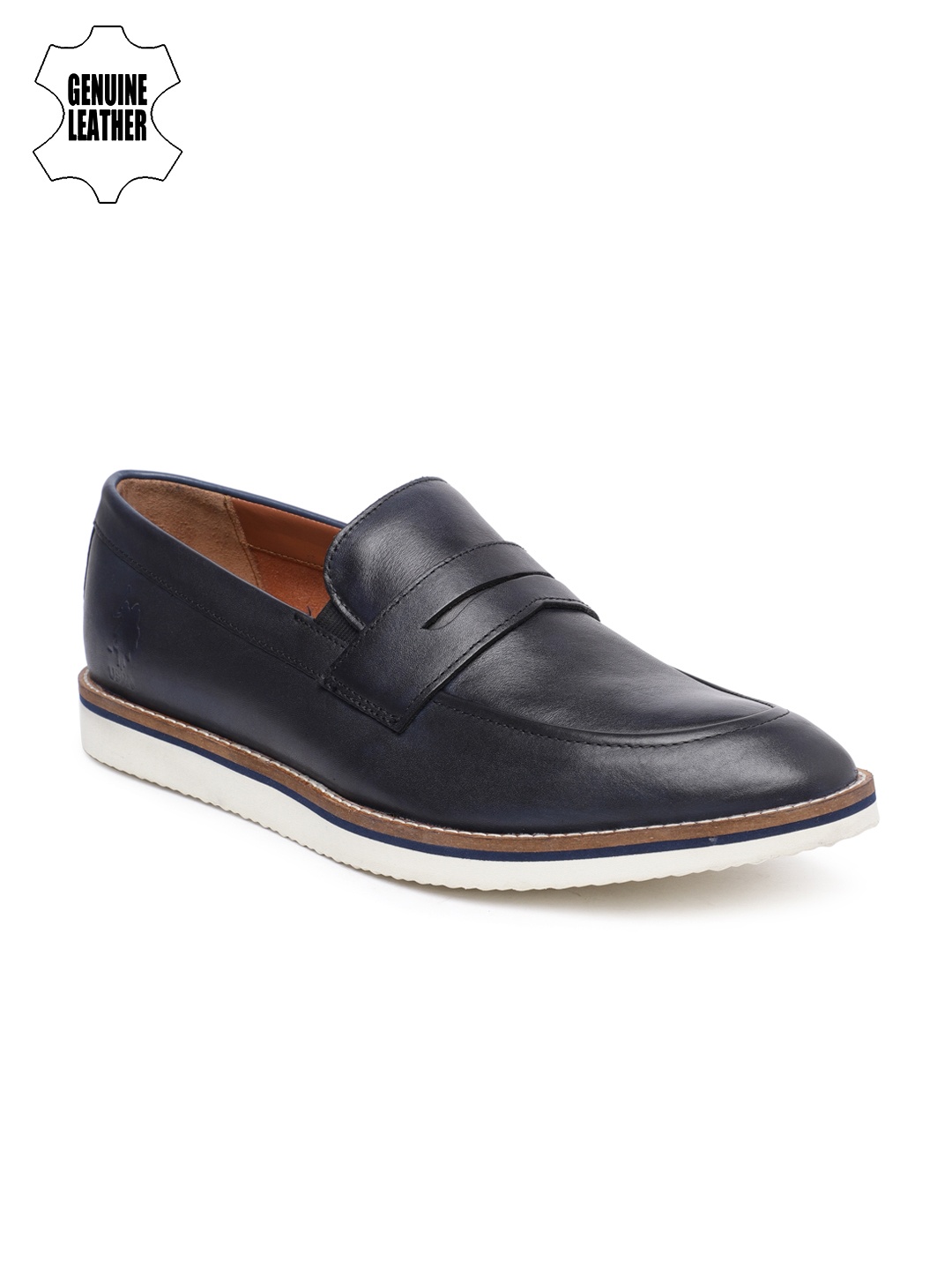 

U.S. Polo Assn. Men Navy Blue Leather Loafers